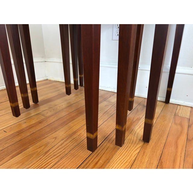 Mid 20th Century Henkel-Harris Mahogany Nesting Tables With Inlay For Sale - Image 6 of 18