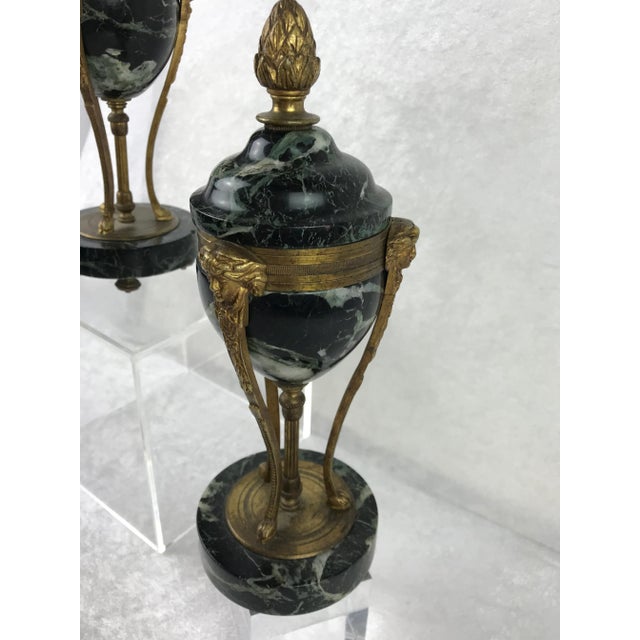 Louis XVI Style Black Marbled With Gold Lidded Cassolettes - a Pair For Sale - Image 9 of 11