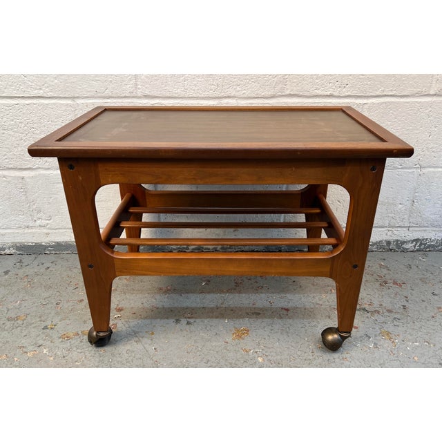 Mid-Century Danish Style Teak Slatted Rolling Cart For Sale - Image 11 of 12