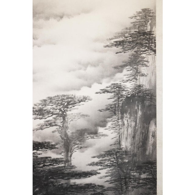 XL 1900-1940s Ink Landscape by Keihou, Japanese Scroll Painting For Sale In Dallas - Image 6 of 15