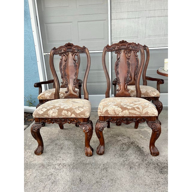 1980s Vintage Wood Chairs With Claw and Ball Feet - Set of 4 For Sale - Image 5 of 11