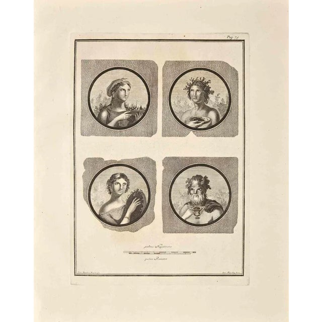 Ancient roman portraits from the series "antiquities of herculaneum", is an etching on paper realized by giovanni morghen...