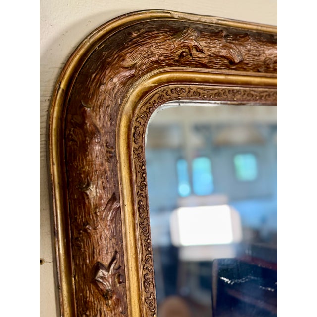 Antique French Faux Bois Gilt Louis Philippe Mirror For Sale In Houston - Image 6 of 11