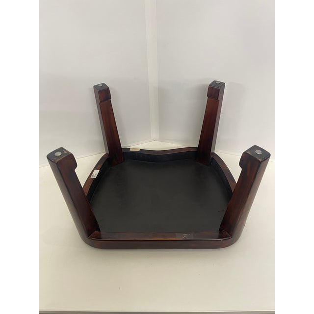 Brown Hardwood Low Tables With an Inset Antique Japanese Leather Saddle Top—A Pair For Sale - Image 8 of 13