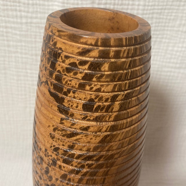 This exceptional original vintage studio art vase is masterfully hand-turned on a lathe from a substantial block of solid...