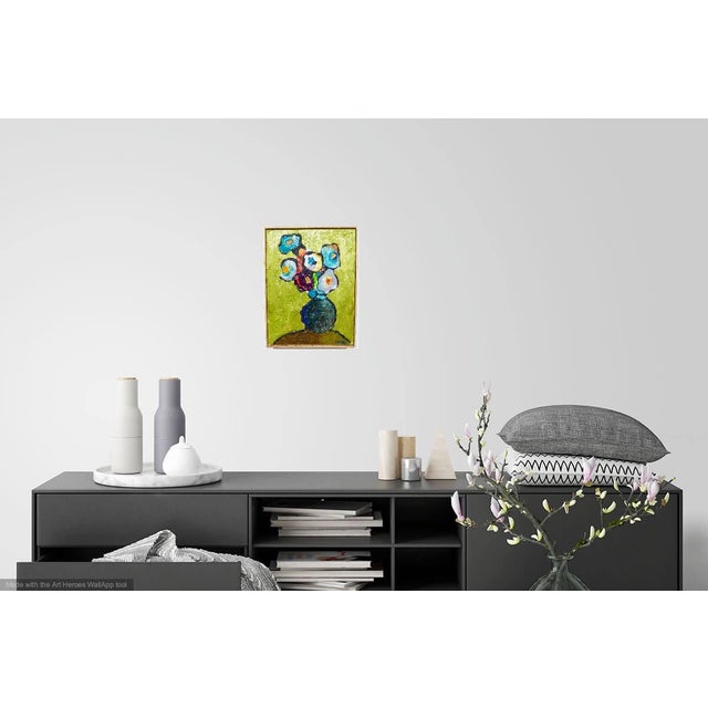 FREE Shipping: Bright and vibrant oil painting on wood panel. The painting is of a beautiful bouquet of flowers in a...