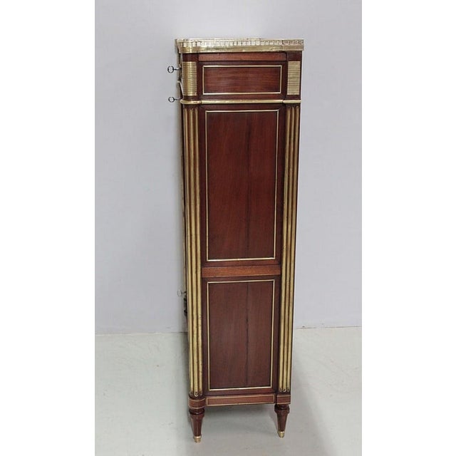 18th Century Louis XVI Secretary in Mahogany, White Marble, and Brass For Sale - Image 16 of 18