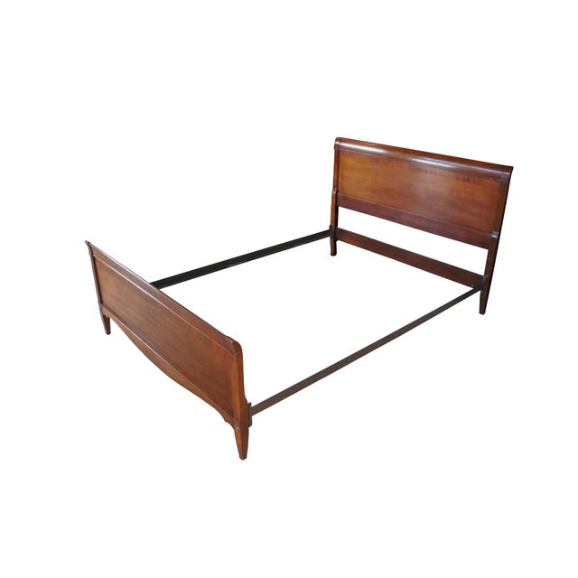 Mid Century Broyhill mahogany full size sleigh style bed. Purchased at Elder Beerman's, Dayton Ohio. Dimensions: 31.5"h x...