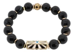 Black Onyx Stone Beaded Evil Eye Charm Bracelet