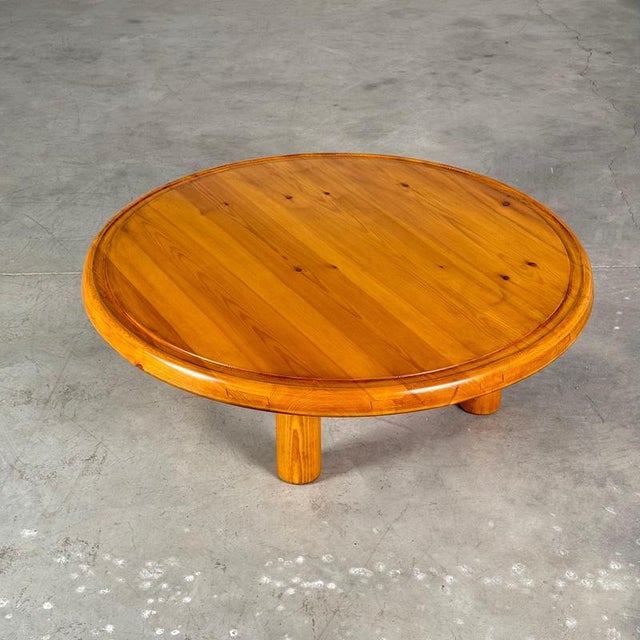 Round Pine Coffee Table by Charlotte Perriand for Les Arcs, 1960s For Sale - Image 3 of 15