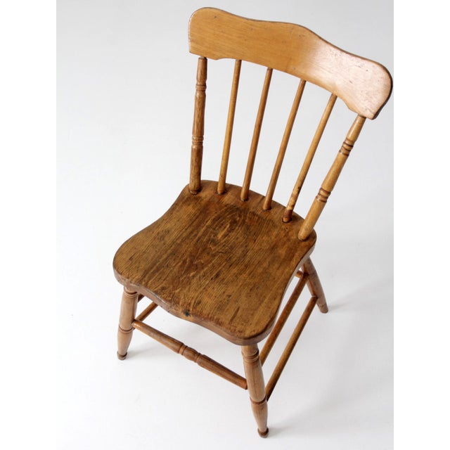Antique Primitive Plank Seat Farmhouse Chair For Sale - Image 10 of 13
