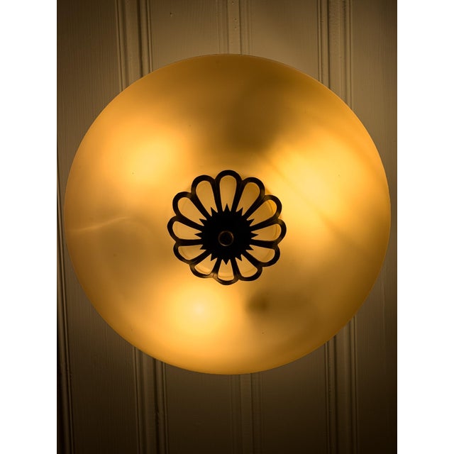 Swedish Grace Brass and Glass Ceiling Lamp by Harald Notini for Böhlmarks, 1929 For Sale - Image 9 of 12