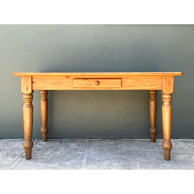 Vintage Knotty Pine Farm Table For Sale - Image 4 of 12