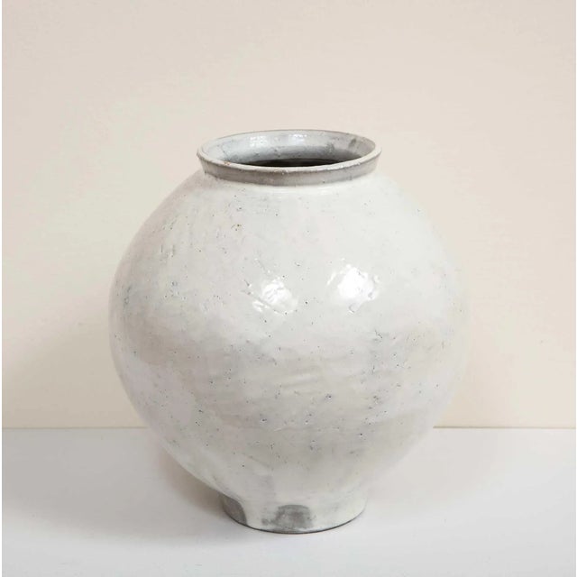 2021 “Moon Jar I” White, Hand Crafted Clay Vase by Sungwook Park (South Korea) For Sale - Image 9 of 12