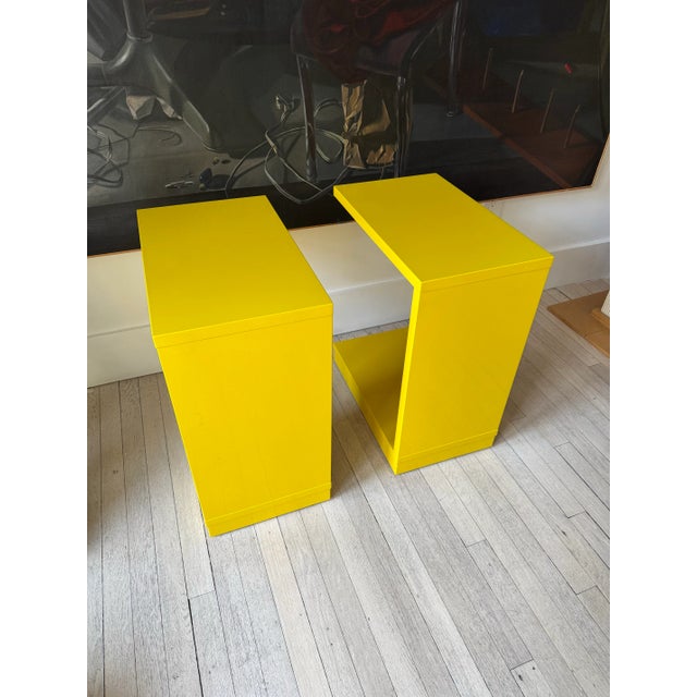 Contemporary Lacquered Yellow Side Table, Pair For Sale - Image 3 of 6