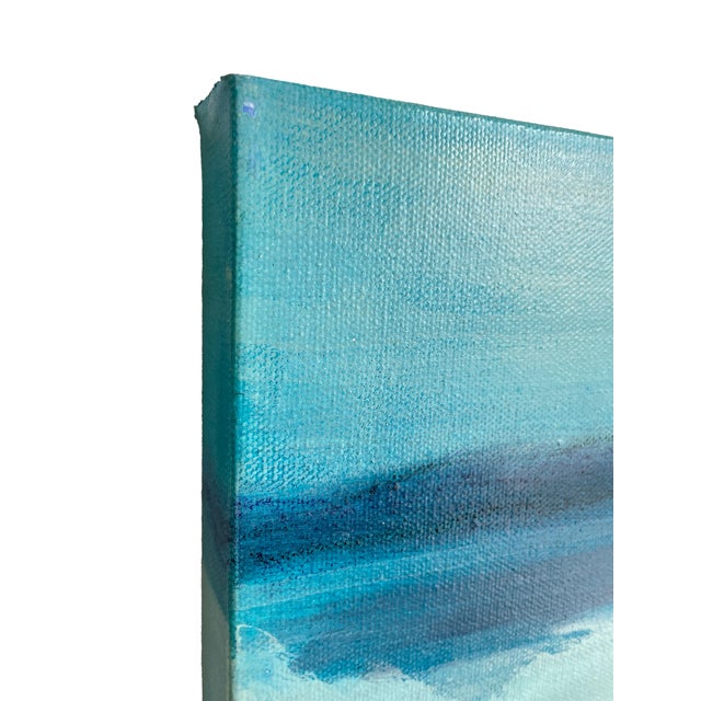 Coastal Contemporary Dreamscape – Large Abstract Seascape Painting in Cerulean Blue & Aqua Tones for Modern Interiors For Sale In Austin - Image 6 of 13