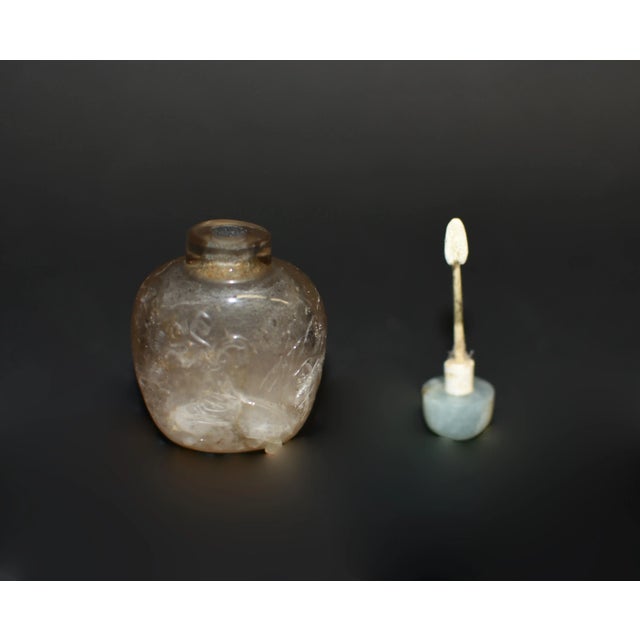 Vintage Rock Crystal Snuff Bottle With Blue Calcite Top For Sale - Image 9 of 9
