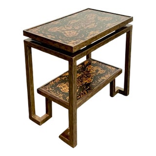 Vintage Burnished Brass Bi-Level Console Table For Sale