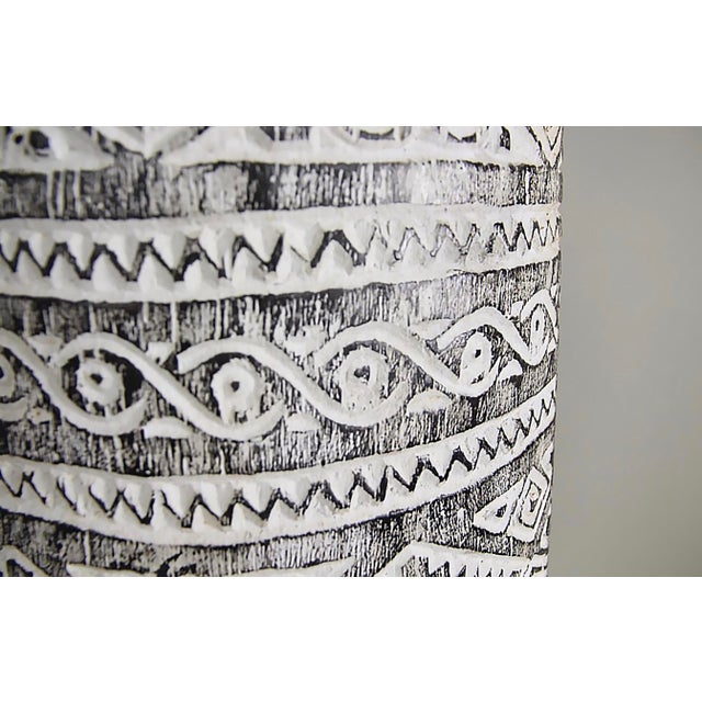 White Organic Coastal Carved Palm Tree Trunk Pedestal Planter For Sale - Image 8 of 9