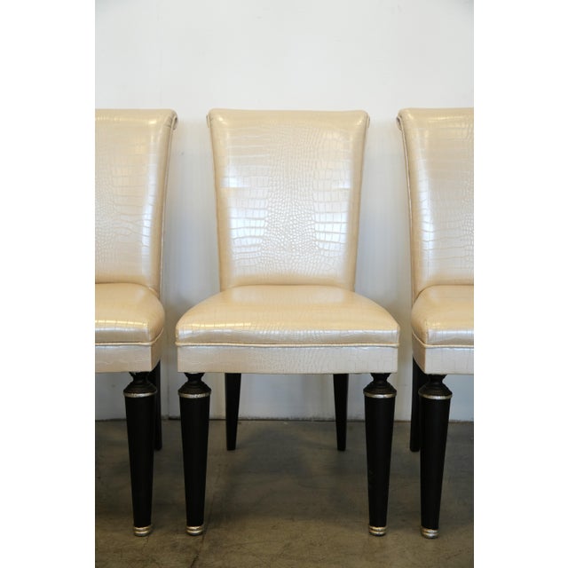 2020s Transoceanic Faux Leather Dining Chairs, 2020, Set of 4 For Sale - Image 5 of 12