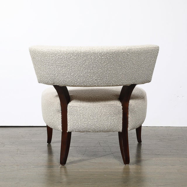 William Haines Pair of Mid-Century Curved Slipper Chairs W/ Bouclé Upholstery by Billy Haines For Sale - Image 4 of 13