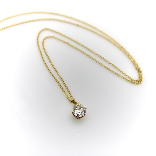 1910s 1910s 0.60 Carat Antique Old European Cut Diamond and 14k Gold Necklace For Sale - Image 5 of 10