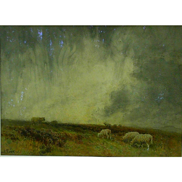 An original watercolor painting on artist's board by John Pedder R.I., British artist 1850-1929, "A Wet Day on the...