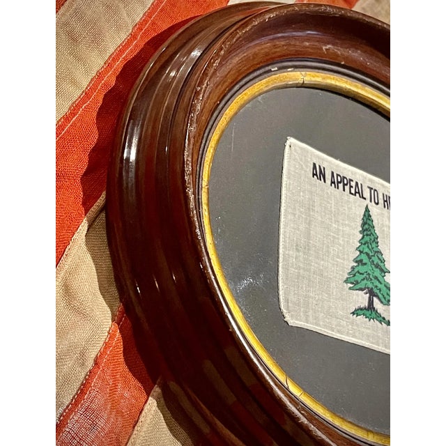 1970s Authentic Vintage American Revolutionary Flag Bicentennial 1976 an Appeal to Heaven Beautifully Presented in 19th Century Walnut Frame. For Sale - Image 5 of 7