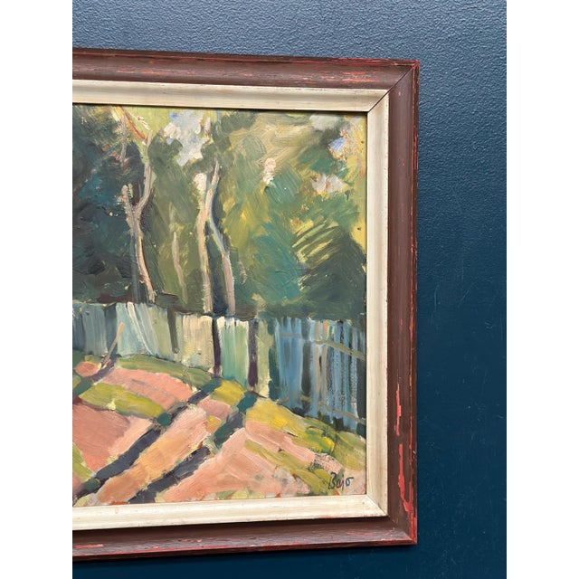 Bajo, Landscape with Fence, 1960s, Oil Painting on Panel, Framed For Sale - Image 5 of 16