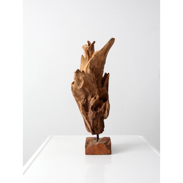 Mid-Century Wood Sculpture on Stand | Chairish