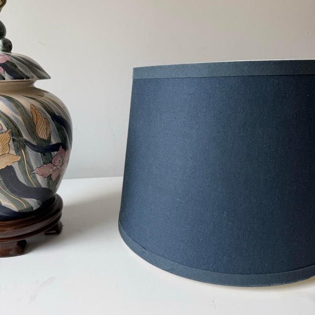 Blue Late 20th Century Violet Floral Pottery Ginger Jar Table Lamp For Sale - Image 8 of 10