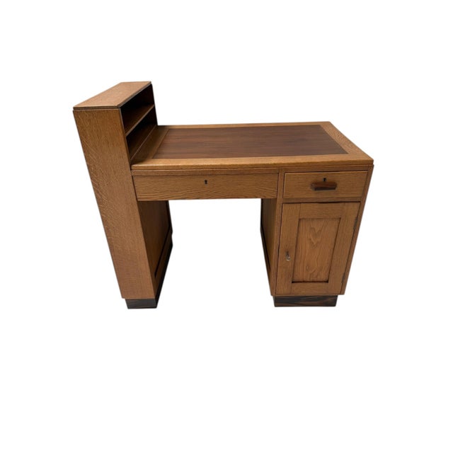 Art Deco Modernist Desk with Asymmetric Open Bookcase, 1920s For Sale - Image 4 of 12