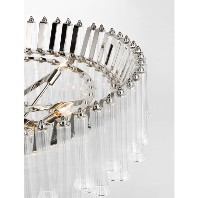 Metal Julie Neill for Visual Comfort Signature Lorelei X-Large Chandelier in Polished Nickel with Clear Glass For Sale - Image 7 of 10