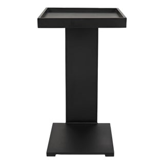 Ledge All Metal Side Table, Black Iron For Sale