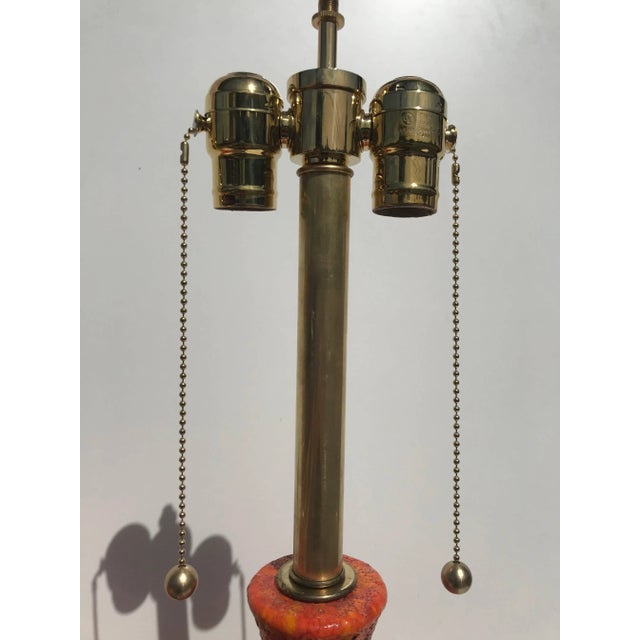 Ceramic Orange Lava Glazed Ceramic Lamps - a Pair For Sale - Image 7 of 13