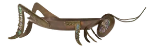 Mexican Copper Brass and Abalone Grasshopper Centerpiece Sculpture
