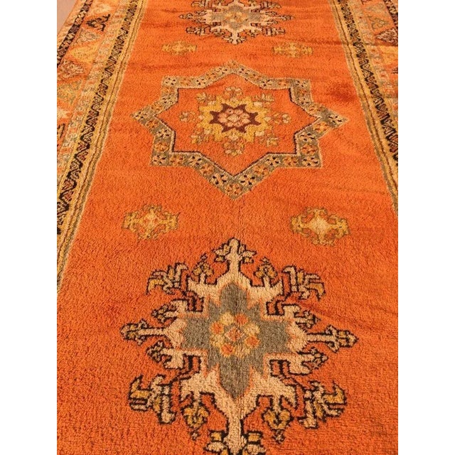 1960s Moroccan Vintage Orange Color Tribal African Pile Rug For Sale - Image 11 of 12