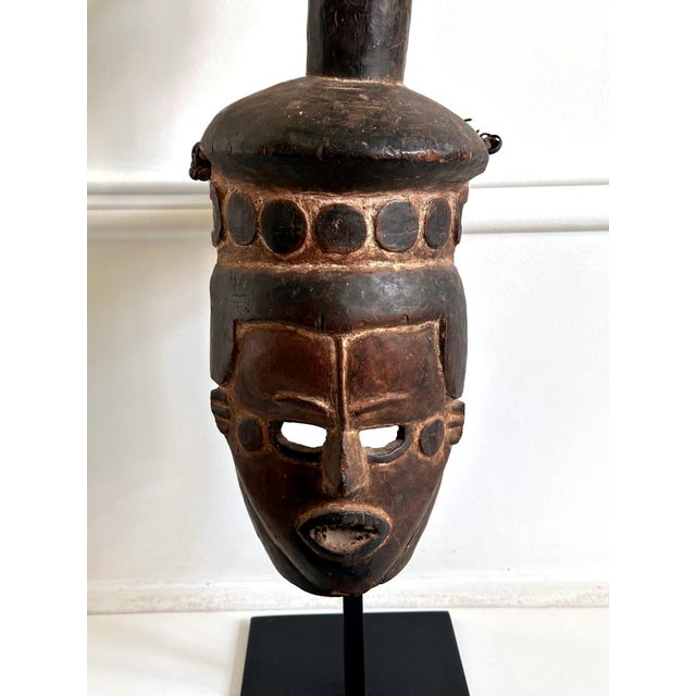 Chrome Tall African Ibibio Head Mask with Polychrome Nigeria Provenance For Sale - Image 8 of 15