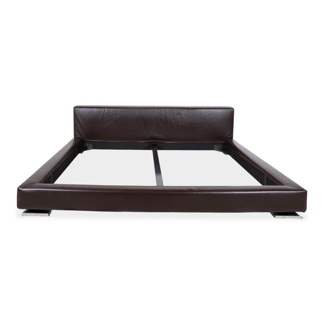Brown Moore Bed in Brown Leather from Minotti For Sale - Image 8 of 12