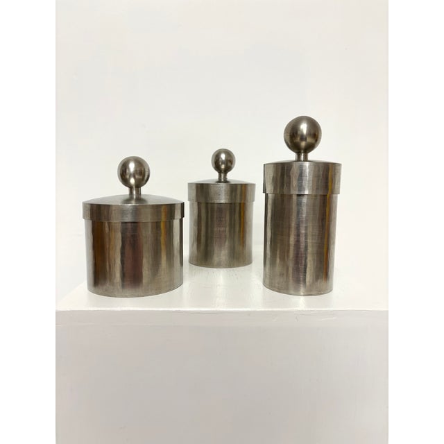 Silver Swedish Pewter Lid Boxes by Georg Wahlgren for Lau-Tenn, Set of 3 For Sale - Image 8 of 8
