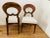 Pair of walnut veneer oval shape 1820 Viennese Biedermeier dining chairs with ebony accents.French linen upholstery. Great...