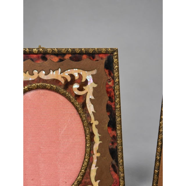 Pair of Napoleon III Style Boulle Inlaid Miniature Picture Frames, C. 1890 For Sale In Providence - Image 6 of 10