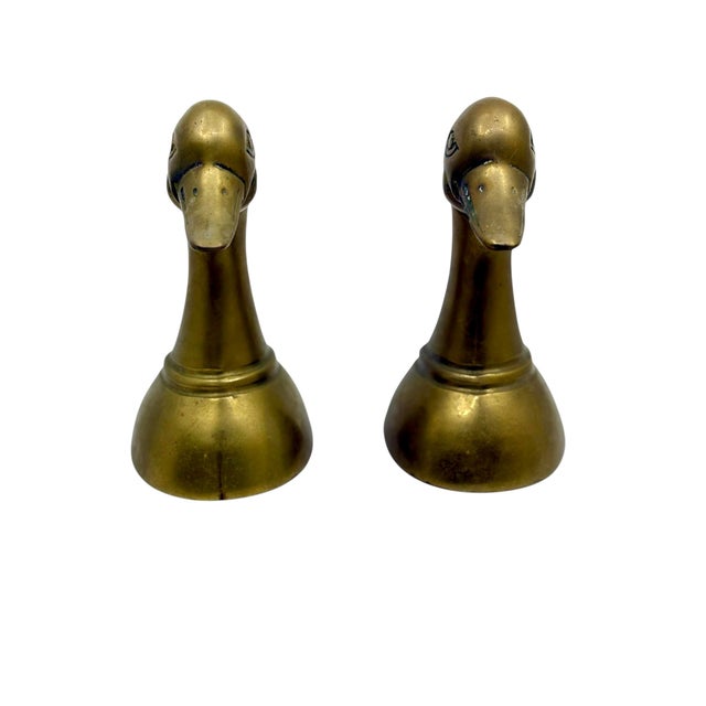 Vintage 1970s Brass Mallard Duck Statues or Bookends - A Pair For Sale - Image 4 of 7