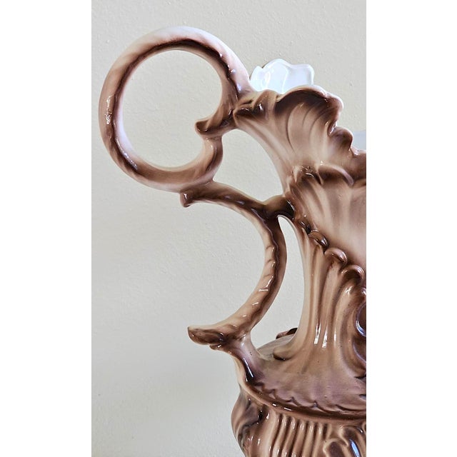 Vintage Italian Capodimonte Porcelain Floral Pitcher Ewer / Vase For Sale - Image 14 of 18