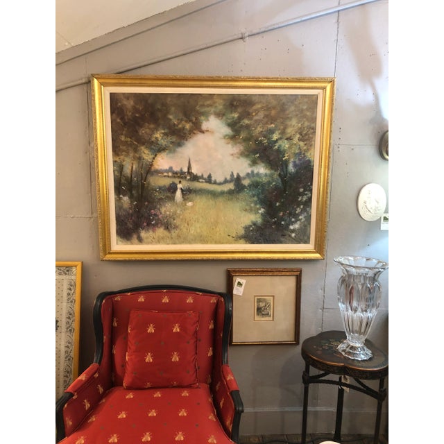 Textile Original Large Landscape of Lady in the Country by Llewelyn For Sale - Image 7 of 9