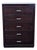 Modern 5-Drawer Dark Wood Dresser With Sleek Metal Handles For Sale