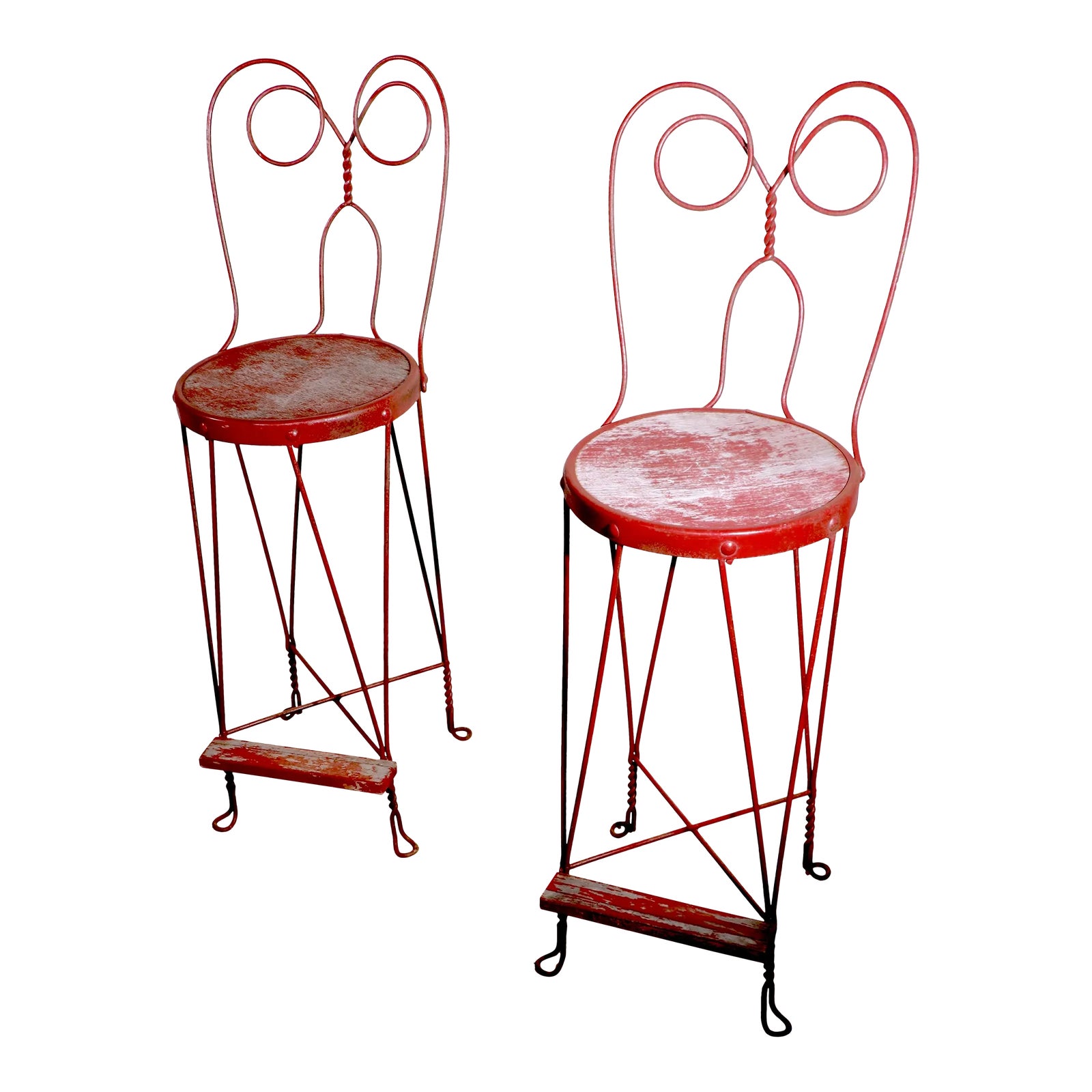 Pr. Vintage Wrought Iron Ice Cream Parlor Bar Height Stools Chairish