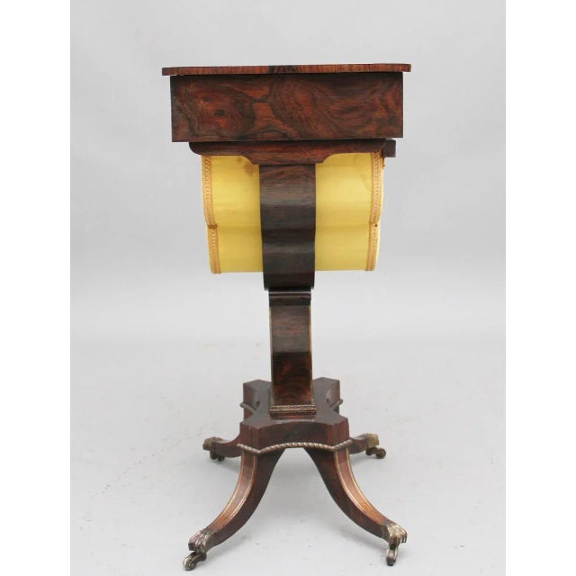 Brown 19th Century Rosewood and Brass Inlaid Worktable For Sale - Image 8 of 14