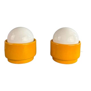 Yellow Pop Art Ceramic Table Lamps by Traudl Brunnquell, 1977, Set of 2 For Sale