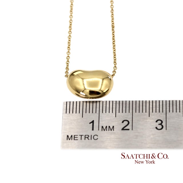 Tiffany&Co. Elsa Peretti 18k 750 Solid Yellow Gold Bean Design Pendant Necklace For Sale - Image 11 of 13